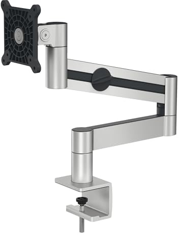 Durable Monitor Halterung mit Tischklemme, 21-27 Zoll, silber, 508323 | Bildschirmhalterung mit Schwenkarm, Gasfeder, fuer VESA 75/100, 3-8 kg, neigbar, 360 Grad drehbar