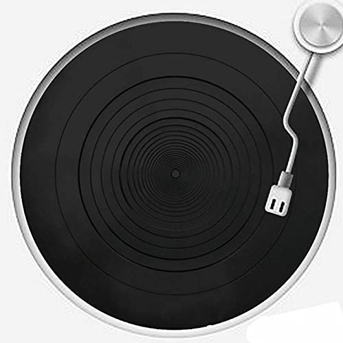 QOTSTEOS Anti-Vibrations-Aufnahme-Pad für LP-Player, Silikon, antistatisch, für Plattenspieler, Schallplatten-Pad, reduziert Schock, flach, ultradünn, rund, Schwarz