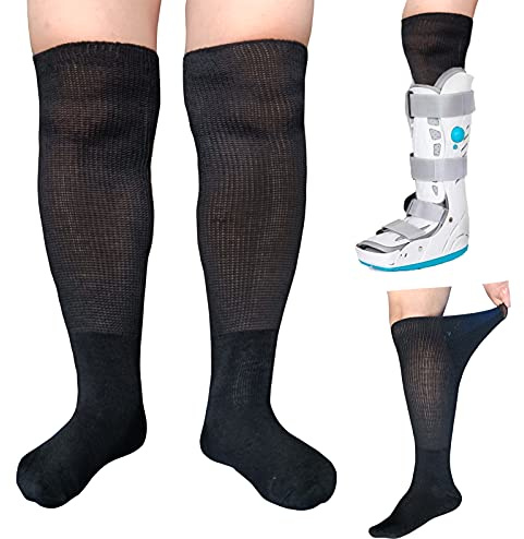 CIRZUEX 2 par vandringskängor strumpor Air Cam Walker Brace Stövel Ortopediska strumpor gjutet stövel ersättning strumpfoder, 2 par (svart), one size
