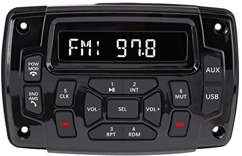 Citreal Marine Stereo Audio Radio Bluetooth Car Stereo Receivers Waterproof Player MP3 Boat Media with AM/FM Music Radio USB Input for Golf Cart Motorcycle UTV Head Unit Sound System