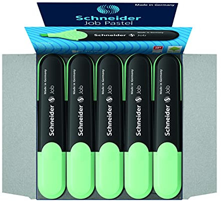 Schneider Job Pastell Textmarker, Keilspitze, 1 + 5 mm, Box mit 10 Textmarkern, mint (1524)