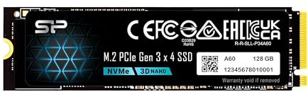Silicon Power SSD 128GB 3D TLC NAND M.2 2280 PCIe 3.0 x 4 NVMe 1.3 P34A60 Series SP128GBP34A60M28