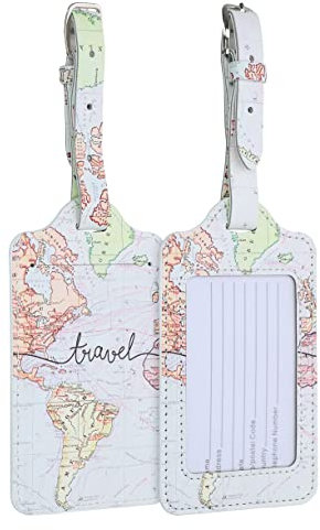 kwmobile 2X Kofferanhänger Adressanhänger Koffer Tag - Namensschild Schulranzen Gepäck Anhänger - Reise Gepäckanhänger Travel Schriftzug Schwarz Mehrfarbig