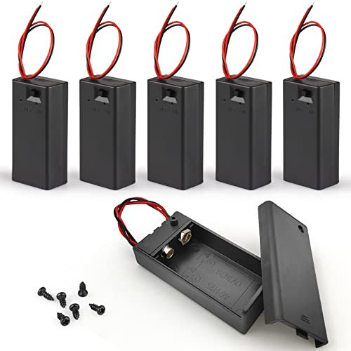 VWEICYY Lot de 6 supports de batterie 9 V, support de batterie 9 V avec interrupteur, support de batterie 9 V avec fils, largement utilisé dans les expériences d'étudiants, les bandes LED ou d'autres