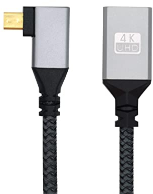 chenyang CY - Cable micro HDMI a HDMI, micro HDMI 1.4 macho a HDMI hembra, cable de extensión 4K, ángulo recto de 90 grados