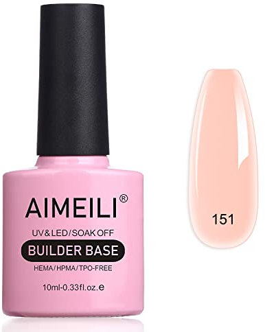 AIMEILI 5 in 1 Nude Builder Base Gel, Clear Sheer Color UV LED Gel Nail Polish for Strengthening & Repairing Nails, Long Lasting & Easy to Apply - (151) 10ml, 41.0 grams
