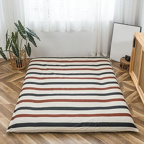 Coprimaterasso Futon con Cerniera,Fodera in Cotone 100% per Materasso Tradizionale Shikibuton Futon,Copertura Protettiva per Tappetino Tatami,Lavabile (Senza Materasso),Style1,King/180x200cm