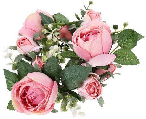 ABOOFAN KüNstlicher Rosenkerzenring Tischdeko Hochzeit Kerzenkranz FüR SäUlen Realistischer Blumenkranz Kerzenhalter FüR Party Valentinstag Dekoration