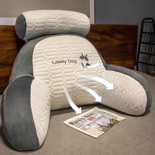 HYSMF Lesekissen Sitzen im Bett Rückenstütze, Rückenkissen für Sitzen im Bett zum Lesen, Design, Niedliche Rückenkissen für Erwachsene und Kinder,Dark Gray-L