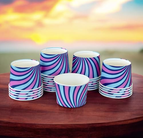 HOT BARGAINS 100 x 8oz / 250ml Disposable Paper Ice Cream Cups only Dessert Cups Sundae Bowls Snack Bowl for Parties, Ice Cream Parlours (8oz)