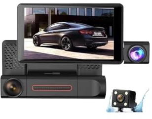BWVMVB caméra recul pour Voiture Webcam de recul Voiture Caméra De Tableau Bord 1080P pour Caméra Voiture Avant Et Arrière 3 DVR Dashcam Moniteur Stationnement 24h Enregistreur Vidéo Kamera(C,32G)