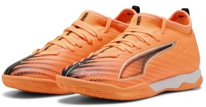 PUMA Zapatillas de fútbol Unisex Ultra 6 Match It + Mid Jr para niños, Heat Fire Puma Negro Rojo Brillante, 36 EU