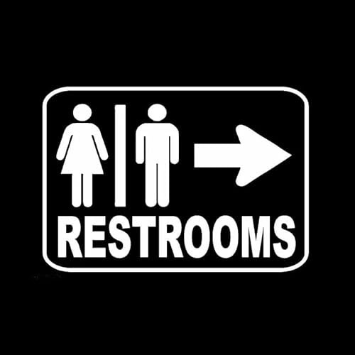 JIFENLI Car Sticker 15.7CM*11CM Restroom Sign Male Female Right Arrow Safety Business Sign Vinyl Decal Car Sticker Black Silver