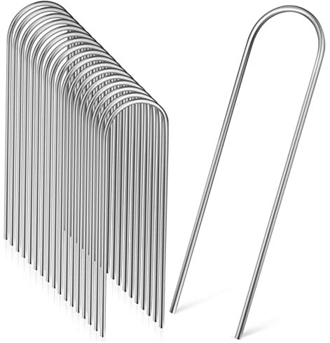 BESTonZON 100 Pièces Piquets de Jardin U Piquets de Fixation pour Gazon Synthétique Aménagement Paysager Idéaux pour Sécuriser Plantes Membranes de Protection