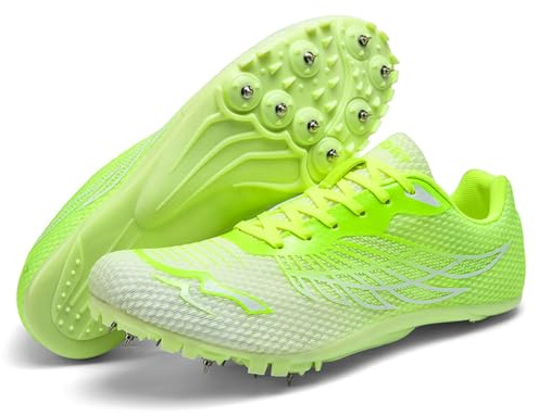 sekiueo Zapatillas De Atletismo con Clavos para Hombre Y Mujer para Carreras Saltos Correr Transpirables para Niños Y Niñas,Verde,38 EU