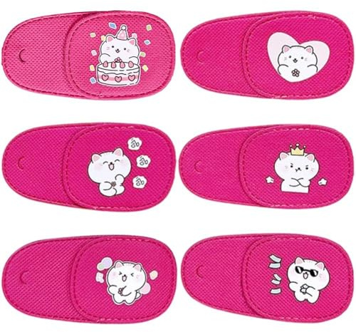 Ericetion 6 Cerotti per Occhiali per Bambini, Benda per Occhi di Gatto Rosa, Benda Medica per Occlusione, Riutilizzabile, per Occhio Pigro, Ambliopia, Strabismo