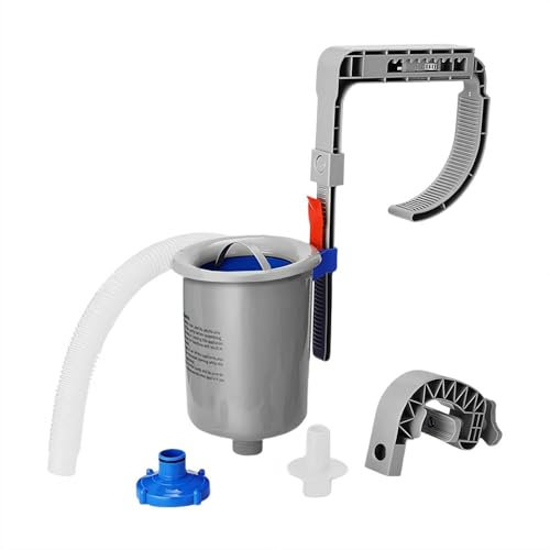 Cesta de skimmer de piscina sobre el suelo, skimmer flotante para piscinas Intex con filtro antiobstrucción, espumador de desechos de piscina duradero para un fácil mantenimiento (gris)
