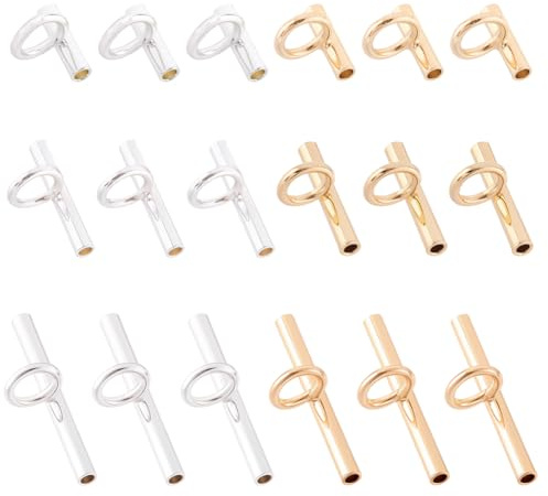 SUNNYCLUE 1 Box 18Pcs 6 Styles Pin to Pendant Converter Necklace Brooch Adapter Gold Silver Metal Brass Changing Brooches Pins Loop Tube Bails Connectors for Jewelry Making DIY Crafting Keychains
