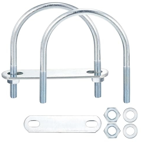 METALLIXITY Juegos De 4 Pernos U (1/4(M6) x2.36x3.18) | Kits De Pernos U Redondos De Acero Al Carbono Con Accesorios, Para Construcción Tuberías Remolques Automoción