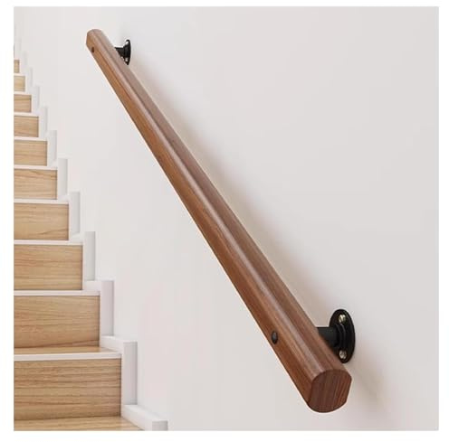 Main Courante en Bois Massif,Fixation Murale Rampe d'Escalier Antidérapante,Barre de Sécurité Robustesse pour Marches Intérieur et Extérieur(120cm)