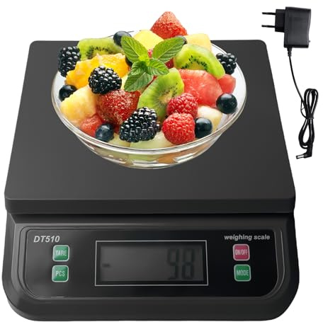 Bilancia digitale per pacchi fino a 30 kg, bilancia da lettere a piattaforma, scala precisa al grammo, 1 g, gradini per cucina, ufficio e magazzino, con funzione di conteggio, tara e hold, auto