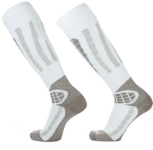 Pure Athlete Ski Socks Warm Merino Wool - Best Lightweight Thin Ski Snowboard Sock Women Men (1 Pair - Silver/Grey, Small-Medium)