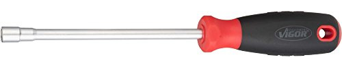 VIGOR Steckschlüssel Schraubendreher, V4222, Außenprofil Sechskant, SW 8 mm | Abtrieb Außenprofil Sechskant, verchromt, SW 8 mm, Länge 150 mm, 144 g, SW 8 mm , Außenprofil Sechskant