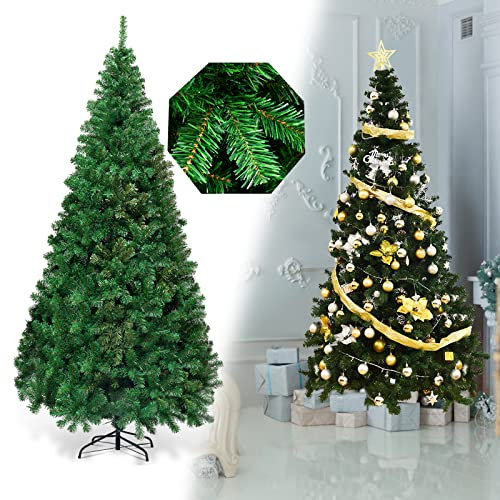 COSTWAY 210cm Künstlicher Weihnachtsbaum, Tannenbaum mit Metallständer, Christbaum PVC Nadeln, Kunstbaum Weihnachten ideal für Zuhause, Büro, Geschäfte und Hotels, Grün