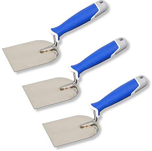 DEWEPRO 3er Set Gipserspachtel 80mm – Stuckateurspachtel Mit Edelstahlblatt – Spachtelkelle Mit Ergonomischem 3-Komponenten-Griff – Rostfreie Putzkelle Für Gips, Putz & Mörtel – Profi Werkzeug