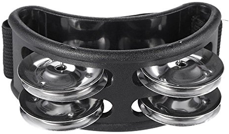 Musfunny Foot Tambourine Percussion Instruments: Foot Tambourines for Adults with Metal Jingle Bell - Foot Drum for Guitarist Musicians Singers Music Class Bands (BLACK)