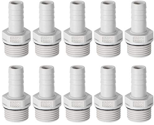 sourcing map 10 Stück PVC Schlauchanschluss Schlauchverbinder 12mm oder 15/32 mit Widerhaken x 1/2 G Stecker Rohr Schlauchtülle Wasseranschluss Verlängerung