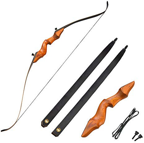 AMEYXGS 60 Bogenschießen Takedown Recurve Bogen 30/35/40/45 / 50lbs Holz traditionellen Bogen Langbogen für die Jagd Zielübung (30lbs)