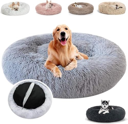 JRUI Hundebett für Mittlere Hunde, Waschbar Katzenbett Hundekissen, Rund Plüsch Hundesofa Hundekörbchen Katzenkissen Flauschig