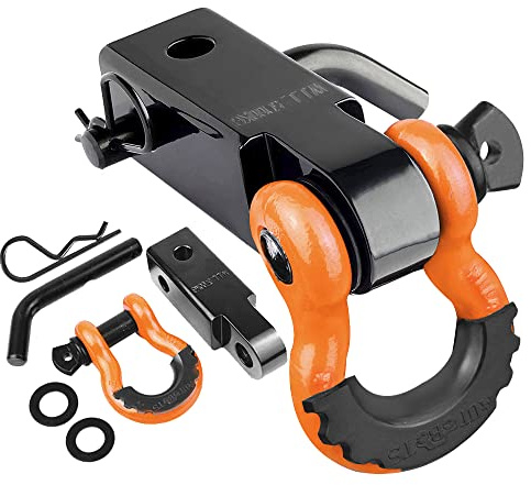 AUTOBOTS Tow Hitch Receiver 2, 45,000 Lbs Break Strength Heavy Duty Receiver with 5/8 Screw Pin, 3/4 Shackle, Towing Accessories for Vehicle Recovery Off-Road Orange&Black | 45,000 Lbs Break Strength, with 5/8 Pin, 3/4 D Ring Shackle, Towing Accessories for Truck Jeep Trailer Recovery Off-Road