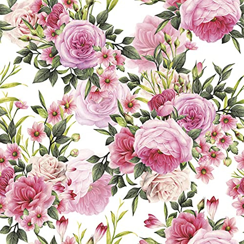 20 Servietten Blühende Rosenstränge | Blumen | Rosen | Tischdeko 33x33cm