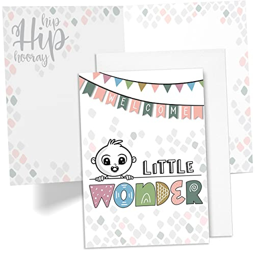 Karte zur Geburt Junge & Mädchen - Baby Geschenk Glückwunschkarte mit Glanzlack | Hochwertig hergestellt Klappkarte inkl. Umschlag | Geburtskarte Babykarte als Geschenk für die Mutter - by TOBJA®