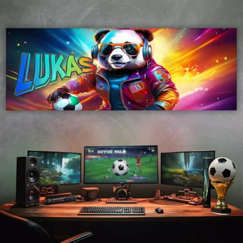 tjapalo® PG4 Fußball Gamer Poster mit Namen Wandbild Gaming Zimmer cooles gamer wandtattoo junge name Gamer Bild für die Wand Poster für Teenager coole Bilder für Kinderzimmer jungen