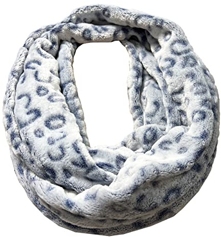 J26 Mysig varm vinterslinga halsduk fleece tubhalsduk rund halsduk barnslinga med leopardmönster, blå, Umfang: 160 cm, Breite: 18cm