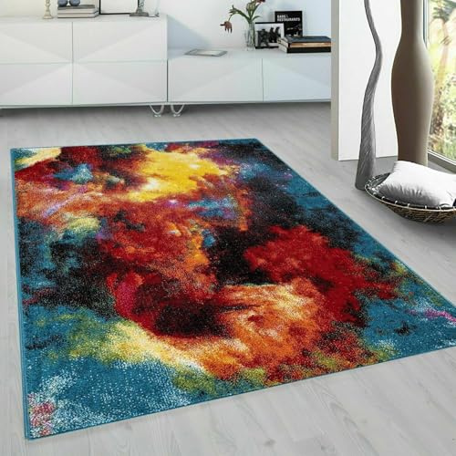 renoazul® Multi Colour Area Rugs for Living Room, Hallway, Bedroom and Office, 120 x 170 cm, Splash, Soft Thick Pile Fluffy Thick Plush Modern Luxury Rug