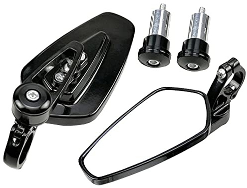 ETOPARS 1 Paar 22mm Motorrad Rückspiegel 7/8 Zoll Universal Lenkerendenspiegel Aluminium Spiegel Lenkerspiegel Seitenspiegel 360 Grad Verstellbar Schwarz