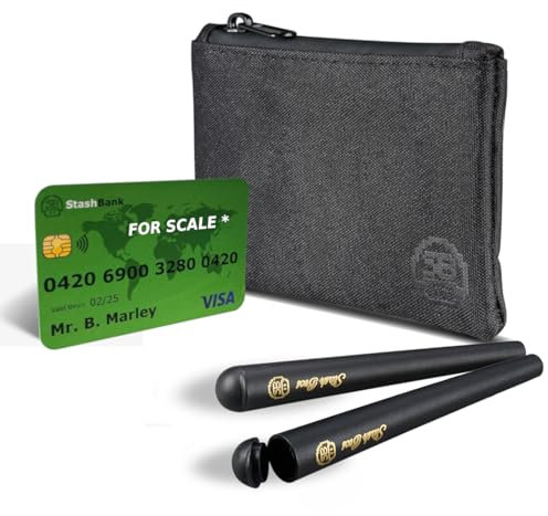 Stash Bros Pocket Smell Proof Bag & 2 Airtight Storage Tubes - Smell Proof Container & More Accessories (Black)