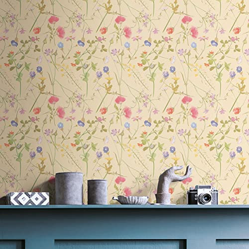 Livingwalls Tapete Blumen Gelb Bunt House of Turnowsky 389013 - Vliestapete Floral - 10,05m x 0,53m - Made in Germany