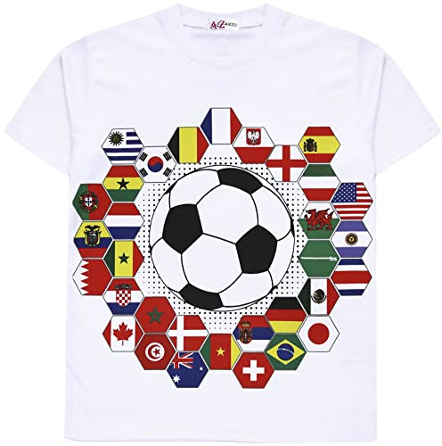 A2Z 4 Kids Flickor Pojkar T Skjortor Internationell Fotboll Värld Kopp - T Shirt 553 White 9-10