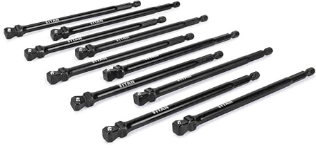 Titan 85550 10-Piece 3/8-Inch Drive x 6-Inch Impact Wobble Socket Adapter and Extension Set