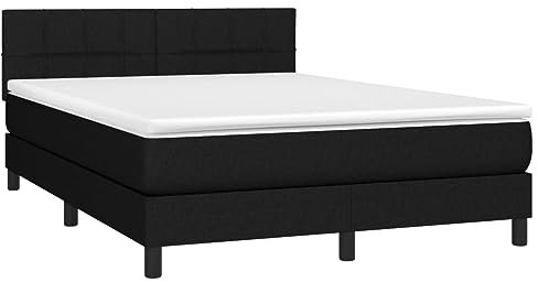vidaXL Boxspringbett mit Matratze Polsterbett Doppelbett Hotelbett Bett Bettrahmen Bettgestell Lattenrost Schlafzimmerbett Schwarz 140x200cm Stoff
