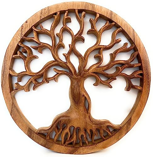 Trintura Wandbild Lebensbaum 40 cm – Holz Wanddeko Baum des Lebens – Wandbild Holz Boho, Yggdrasil Holzdeko, Wanddeko Wikinger, Mandala Baum, Lebensbaum Deko