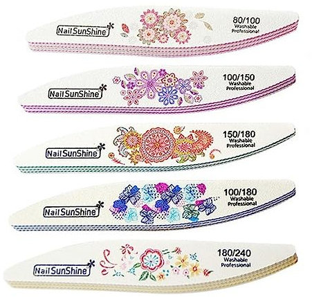 Lima per unghie professionale Half Moon 100/180 Carta vetrata lime Levigatura Lime per lucidatura attrezzatura per unghie Manicure Buffer Nail Tool-5 pezzi