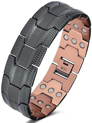 Jeracol copper bracelet for men,99% pure copper magnetic bracelet with magnets(57PCS),adjustable size& gift box
