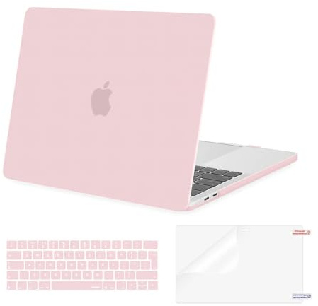 MOSISO Hülle Kompatibel mit MacBook Pro 13 Zoll 2026 2025 2024-2016 M2 M1 A2338 A2289 A2251 A2159 A1989 A1706 A1708, Plastik Hartschale Case&Tastaturschutz&Displayschutz, Rosa Quartz