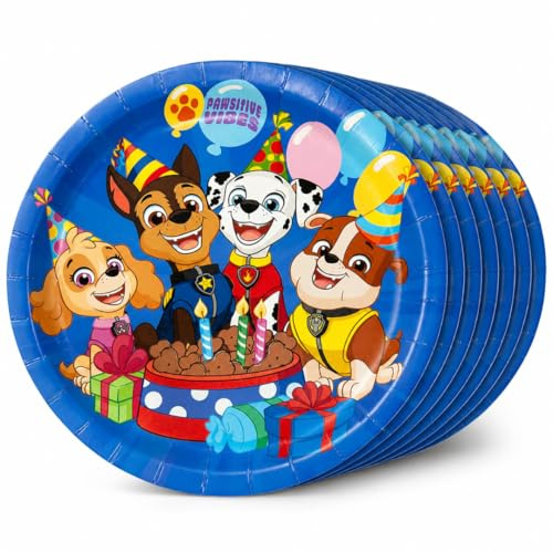BeenSmile, Pappteller Paw Patrol, 8 Einwegteller 23 cm für Kindergeburtstag, robuste Partyteller mit Design für Kuchen und Snacks, Paw Patrol Geburtstag Deko, ideal für Motto-Partys